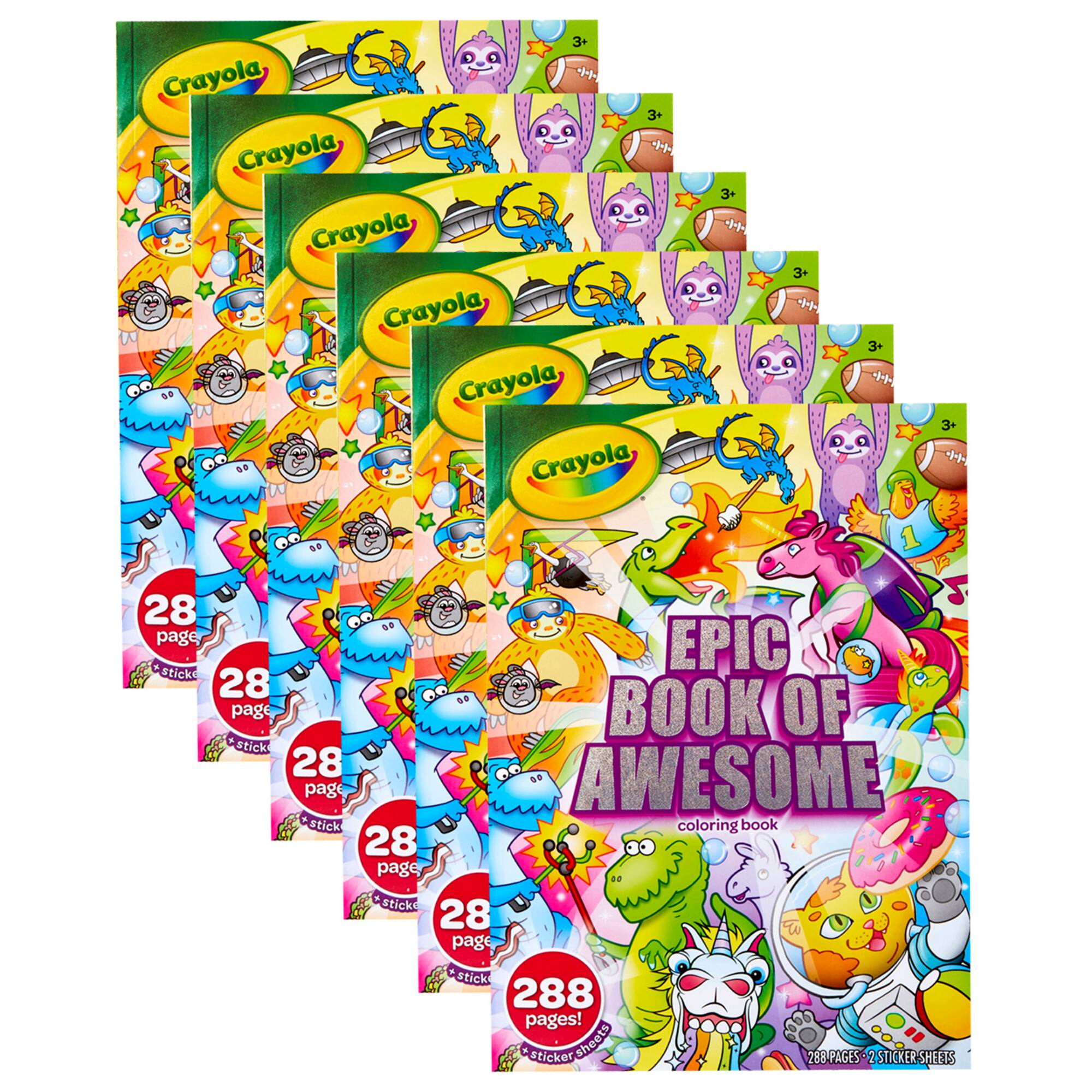 4 Packs: 6 ct. (24 total) Crayola Epic Book of Awesome 288-Page Coloring Book